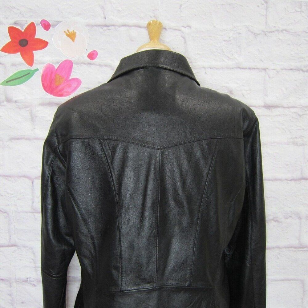Wilsons Leather Maxima Black Genuine Leather Zip Fitted Moto Jacket, Women’s XL - Picture 4 of 9